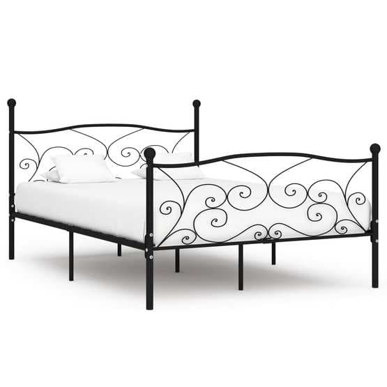 Sängram Med Ribbotten Svart Metall 200X120 Cm