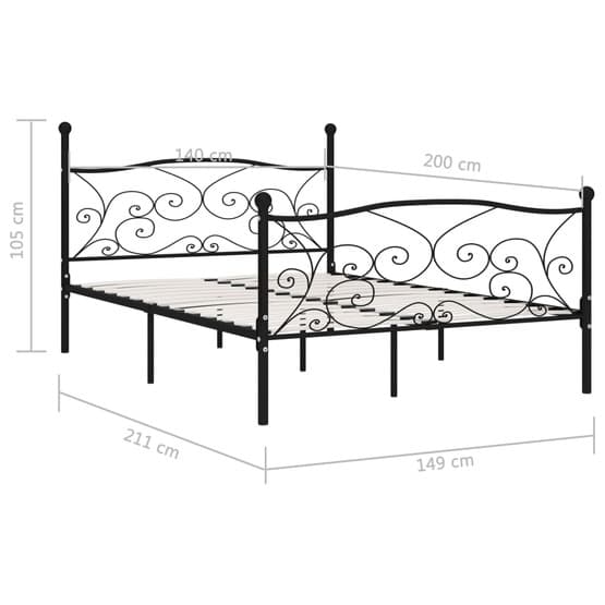 Sängram Med Ribbotten Svart Metall 200X140 Cm