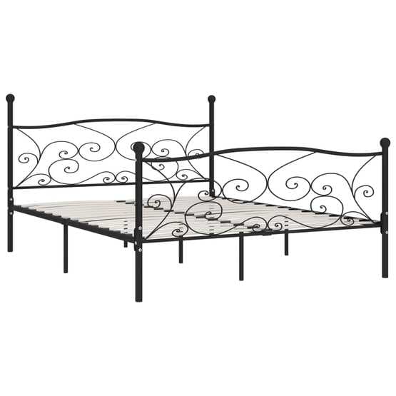 Sängram Med Ribbotten Svart Metall 200X180 Cm