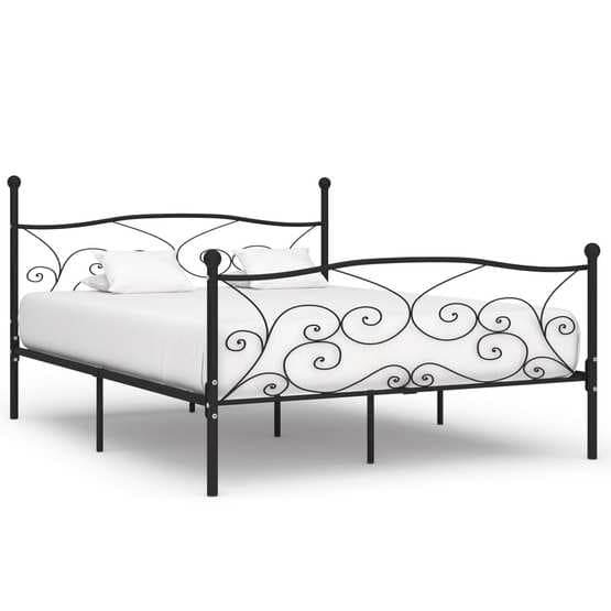 Sängram Med Ribbotten Svart Metall 200X180 Cm