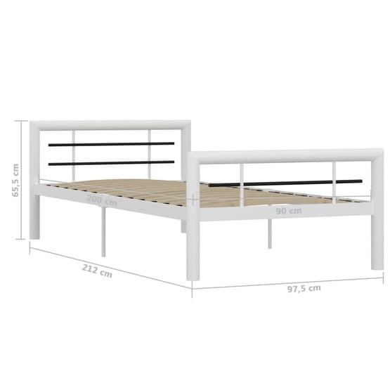 Sängram Vit Och Svart Metall 100X200 Cm