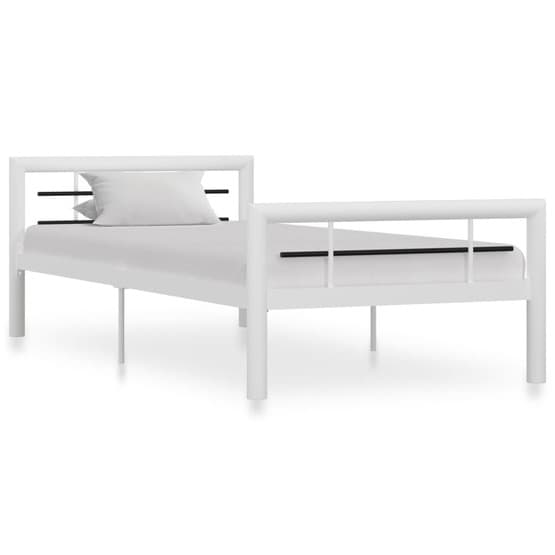 Sängram Vit Och Svart Metall 100X200 Cm