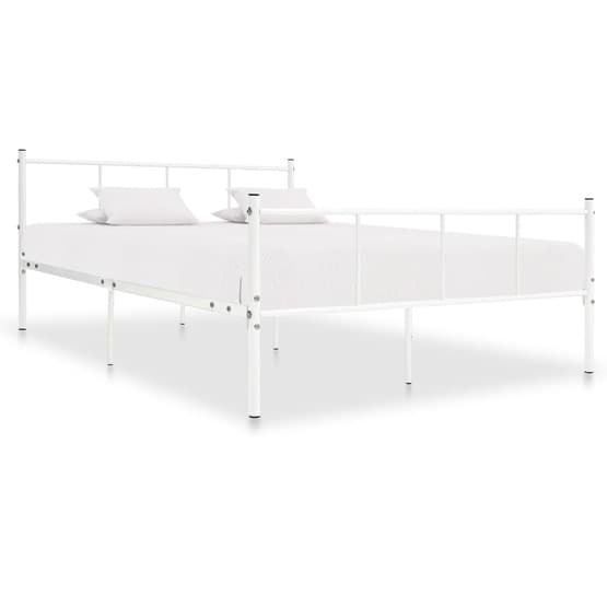 Sängram Vit Metall Pinnar 120X200 Cm