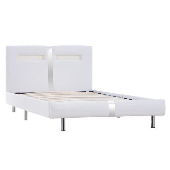 Sängram Med Led Vit Konstläder 200X90 Cm