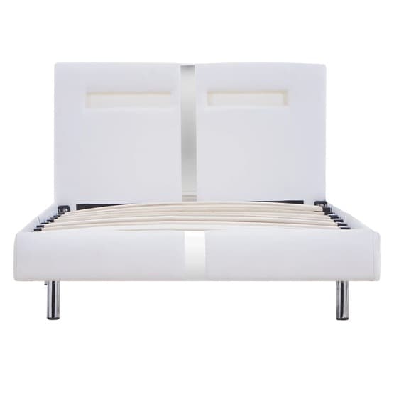 Sängram Med Led Vit Konstläder 200X90 Cm