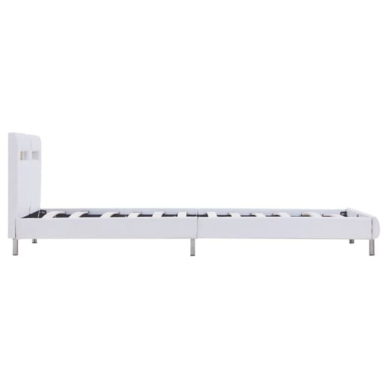 Sängram Med Led Vit Konstläder 200X90 Cm
