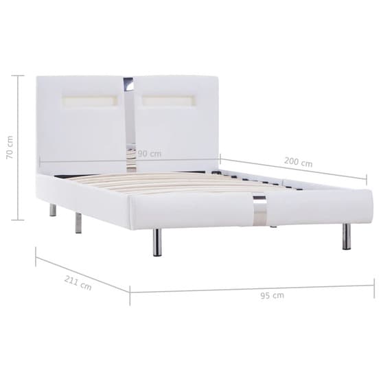 Sängram Med Led Vit Konstläder 200X90 Cm
