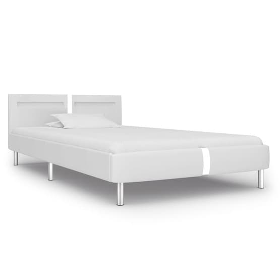 Sängram Med Led Vit Konstläder 200X90 Cm