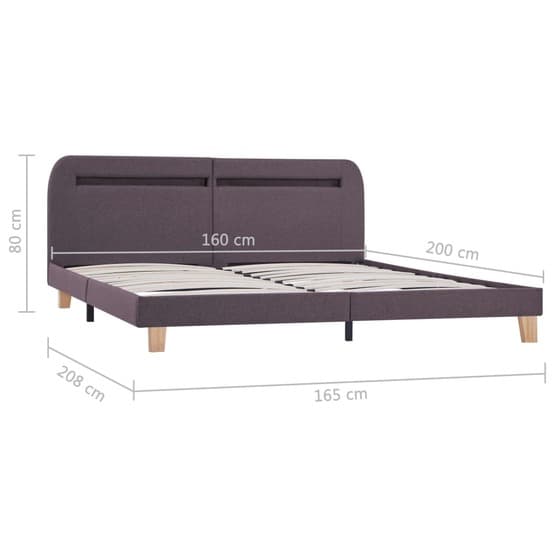Sängram Med Led Taupe Tyg 200X160 Cm