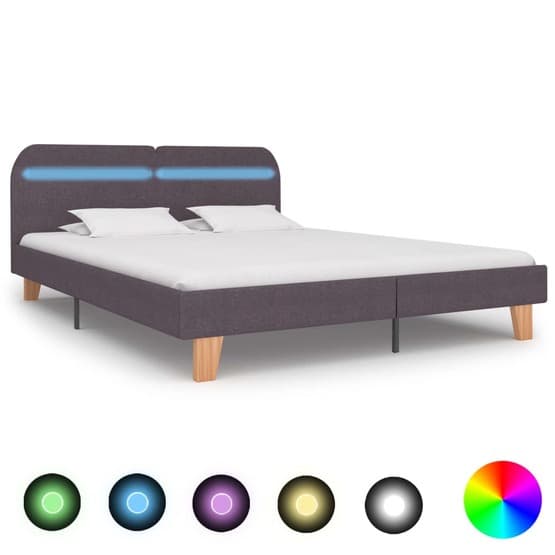 Sängram Med Led Taupe Tyg 200X180 Cm