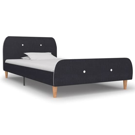 Sängram Mörkgrå Tyg Runda Ben 200X90 Cm