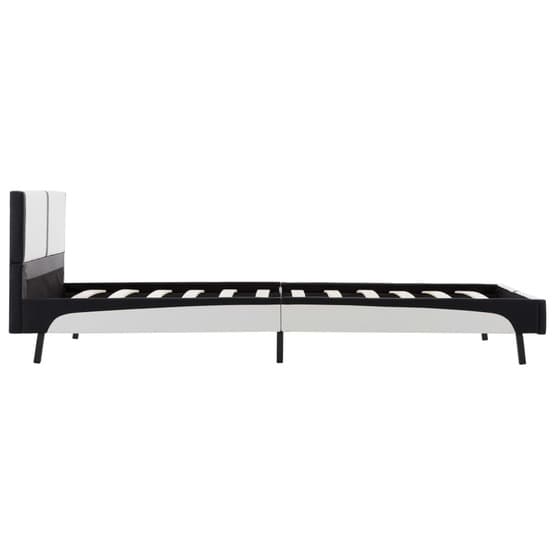 Sängram Vit Och Svart Konstläder Mörka Ben 90X200 Cm
