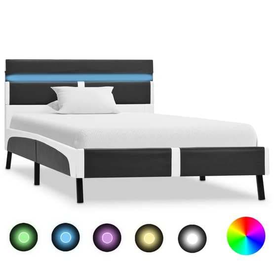 Sängram Med Led Grå Konstläder Mörka Ben 90X200 Cm