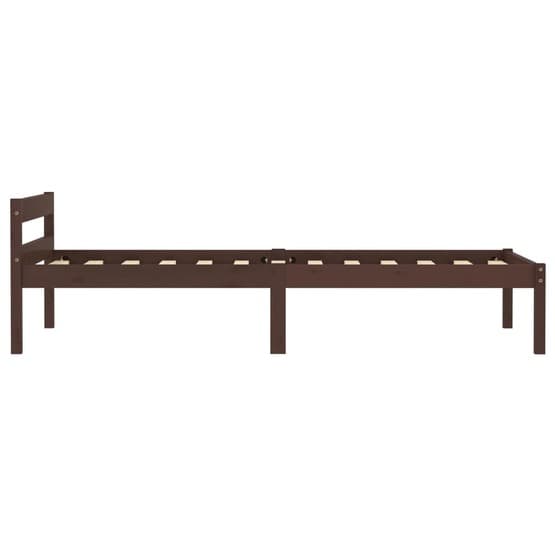 Sängram Mörkbrun Massiv Furu 200X90 Cm