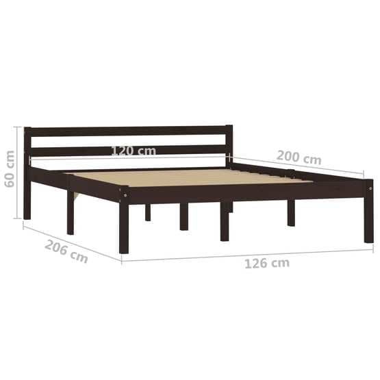 Sängram Mörkbrun Massiv Furu 200X120 Cm