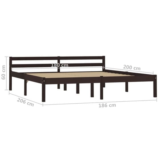 Sängram Mörkbrun Massiv Furu 200X180 Cm