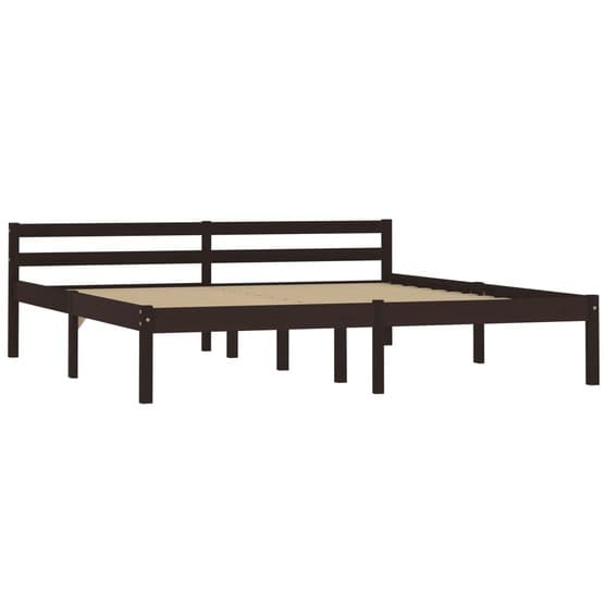 Sängram Mörkbrun Massiv Furu 200X180 Cm