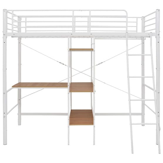 Våningssäng Med Bord Vit Metall 90X200 Cm