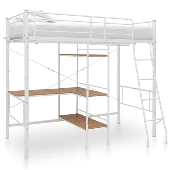 Våningssäng Med Bord Vit Metall 90X200 Cm