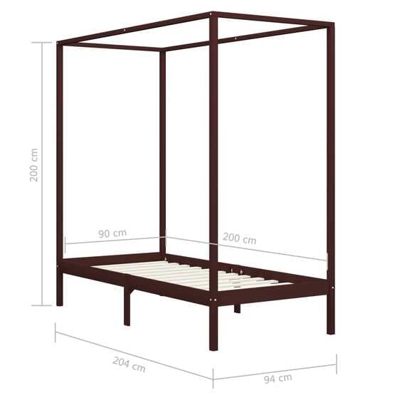 Sängram Himmelsäng Mörkbrun Massiv Furu 90X200 Cm