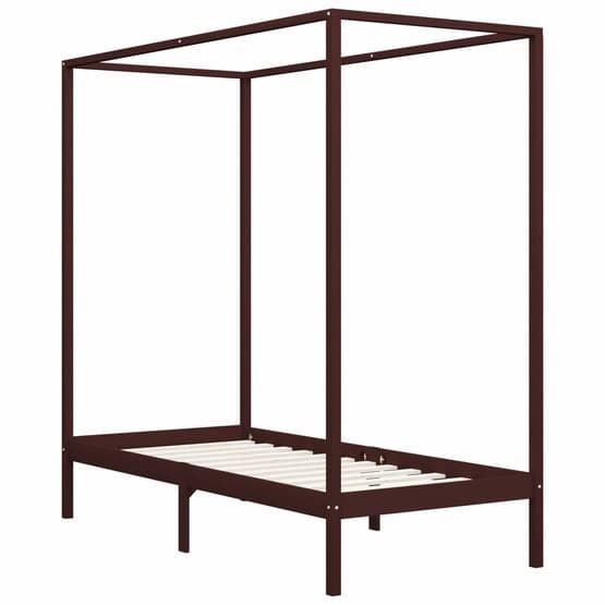 Sängram Himmelsäng Mörkbrun Massiv Furu 90X200 Cm