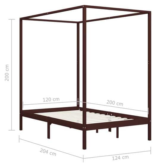 Sängram Himmelsäng Mörkbrun Massiv Furu 120X200 Cm