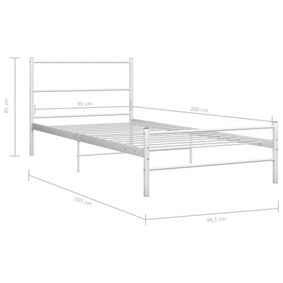 Sängram Vit Metall Huvudända 90X200 Cm