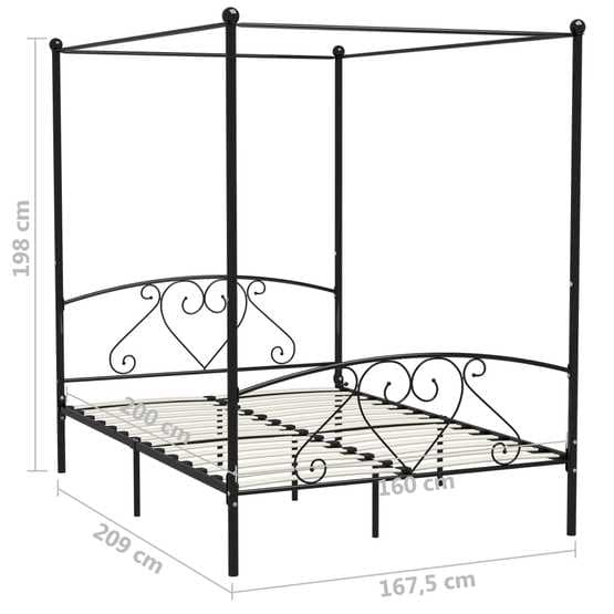 Himmelsäng Svart Metall Med Hjärta 160X200 Cm
