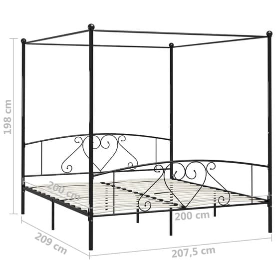 Himmelsäng Svart Metall Med Hjärta 200X200 Cm