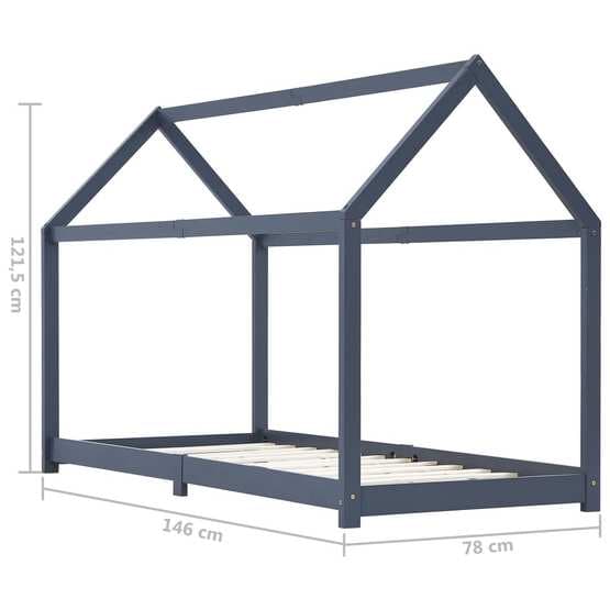 Barnsäng Hussäng Grå Massiv Furu 70X140 Cm