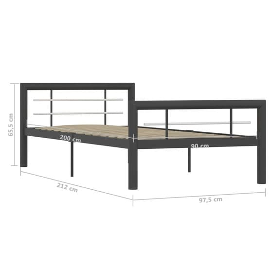 Sängram Grå Och Vit Metall 90X200 Cm
