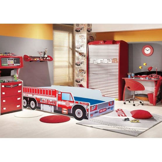 Barnsäng - Riko Med Madrass - Fire Brigade - 160 x 80 Cm