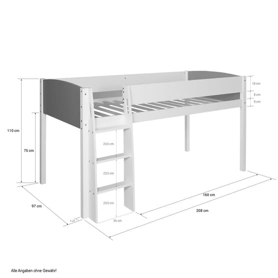 Loftseng - 90x200 Cm Hvid/Grå