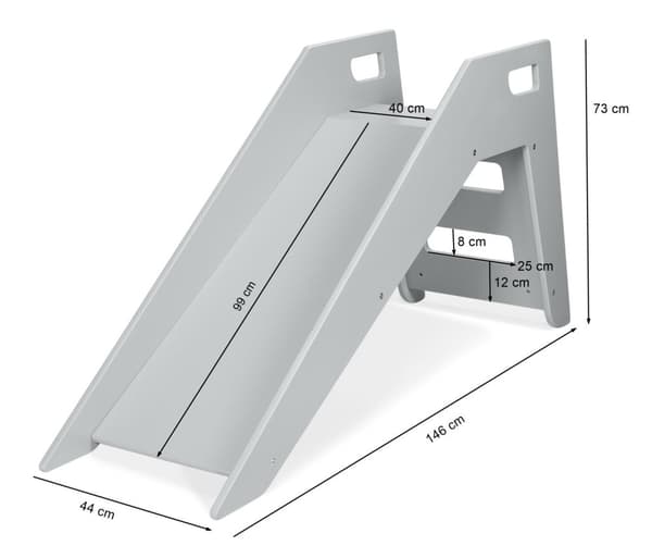 Trærutsjebane - indvendig og udvendig - fin til kuglegrav - 146x73cm - grå