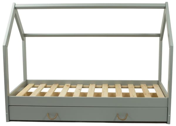 Massivträ barnsäng - skandinavisk stil - hussäng - 160x80cm - grå