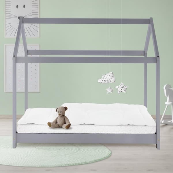ML Design Pinnasänky 80x160cm katolla ja slotted runko, talonpohja tytöille ja pojille, lasten talo kiinteästä mäntypuusta, tukeva nuori sänky