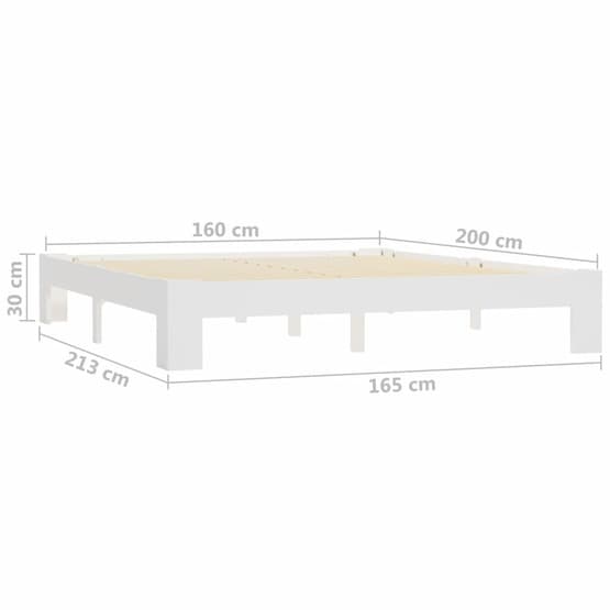 Sängram Vit Massiv Furu Ljusa Ben 160X200 Cm