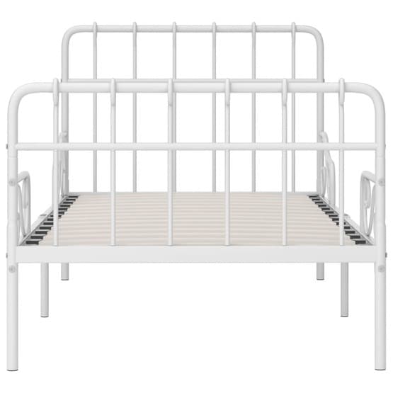 Sängram Med Ribbotten Vit Metall 90X200 Cm