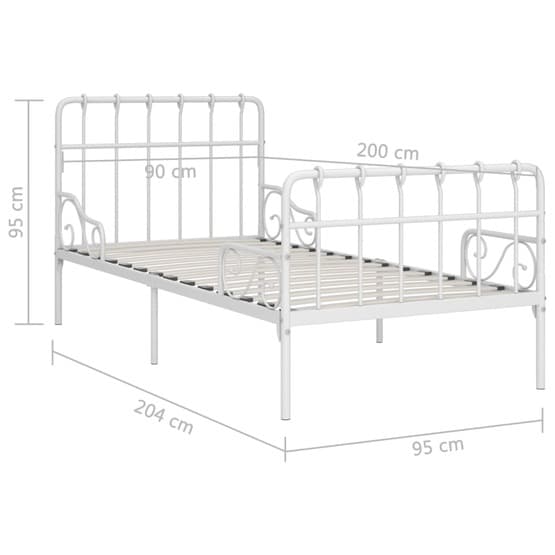 Sängram Med Ribbotten Vit Metall 90X200 Cm