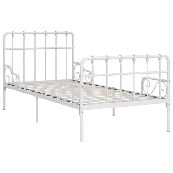 Sängram Med Ribbotten Vit Metall 90X200 Cm