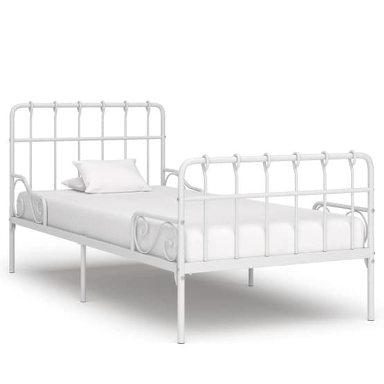 Sängram Med Ribbotten Vit Metall 90X200 Cm