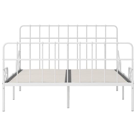 Sängram Med Ribbotten Vit Metall 120X200 Cm
