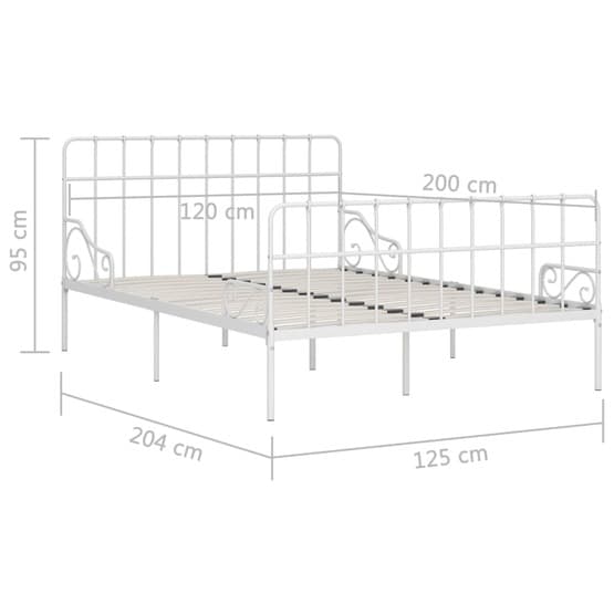 Sängram Med Ribbotten Vit Metall 120X200 Cm