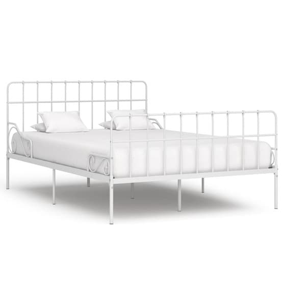 Sängram Med Ribbotten Vit Metall 120X200 Cm