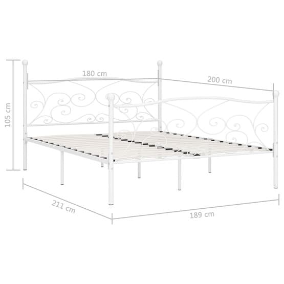Sängram Med Ribbotten Vit Metall 200X180 Cm