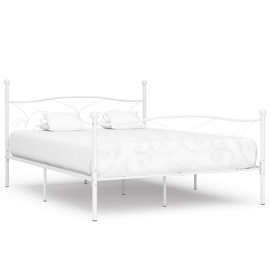 Sängram Med Ribbotten Vit Metall 200X180 Cm