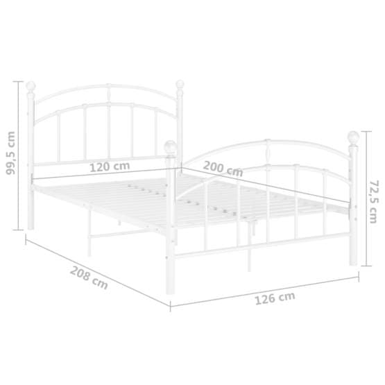 Sängram Med Båge Vit Metall 120X200 Cm