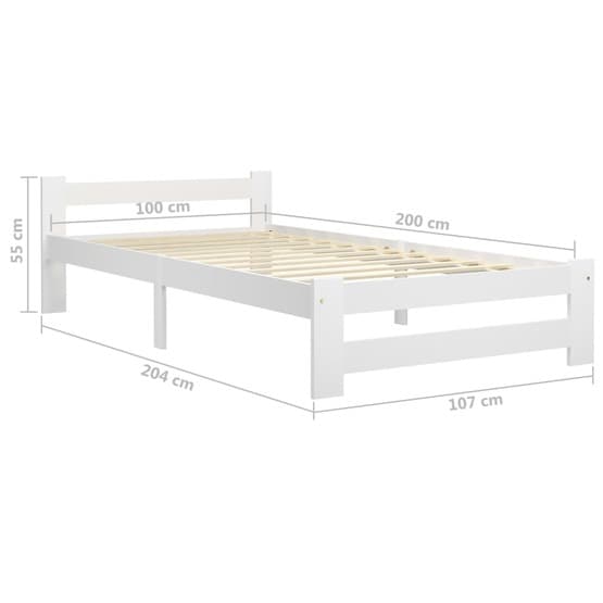 Sängram Vit Massiv Furu 100X200 Cm