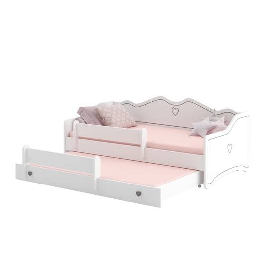 Børneseng - Emma Med madras, ekstra seng og beskyttelseskant - 160 x 80 Pink