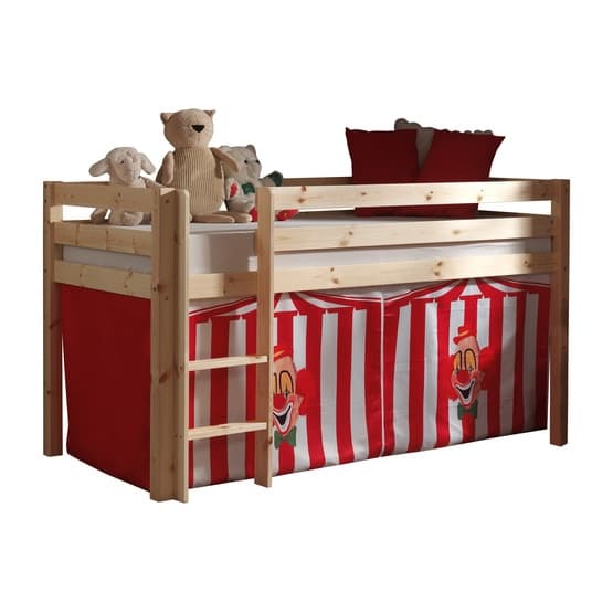 Miniloftsäng Natur Med Gardin - Cirkus